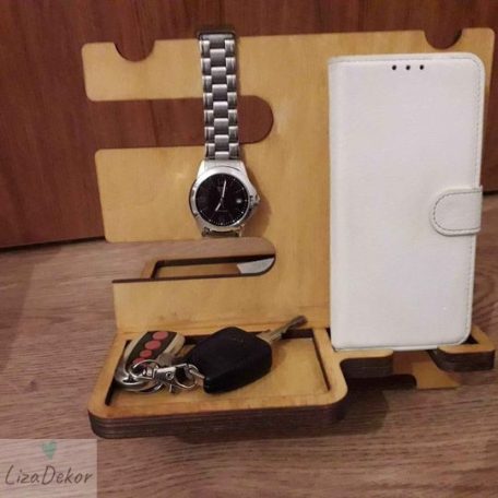 Asztali tároló, rendszerező, telefontartó, óratartó, kulcstartó