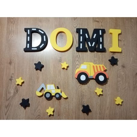 Dekornév, dekorbetű, munkagépes szett 20 cm magas betűkkel, babanév, babaszoba dekoráció, babaváró